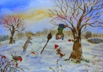 Lustige Winterfreuden - Postkarte Carina Pencet